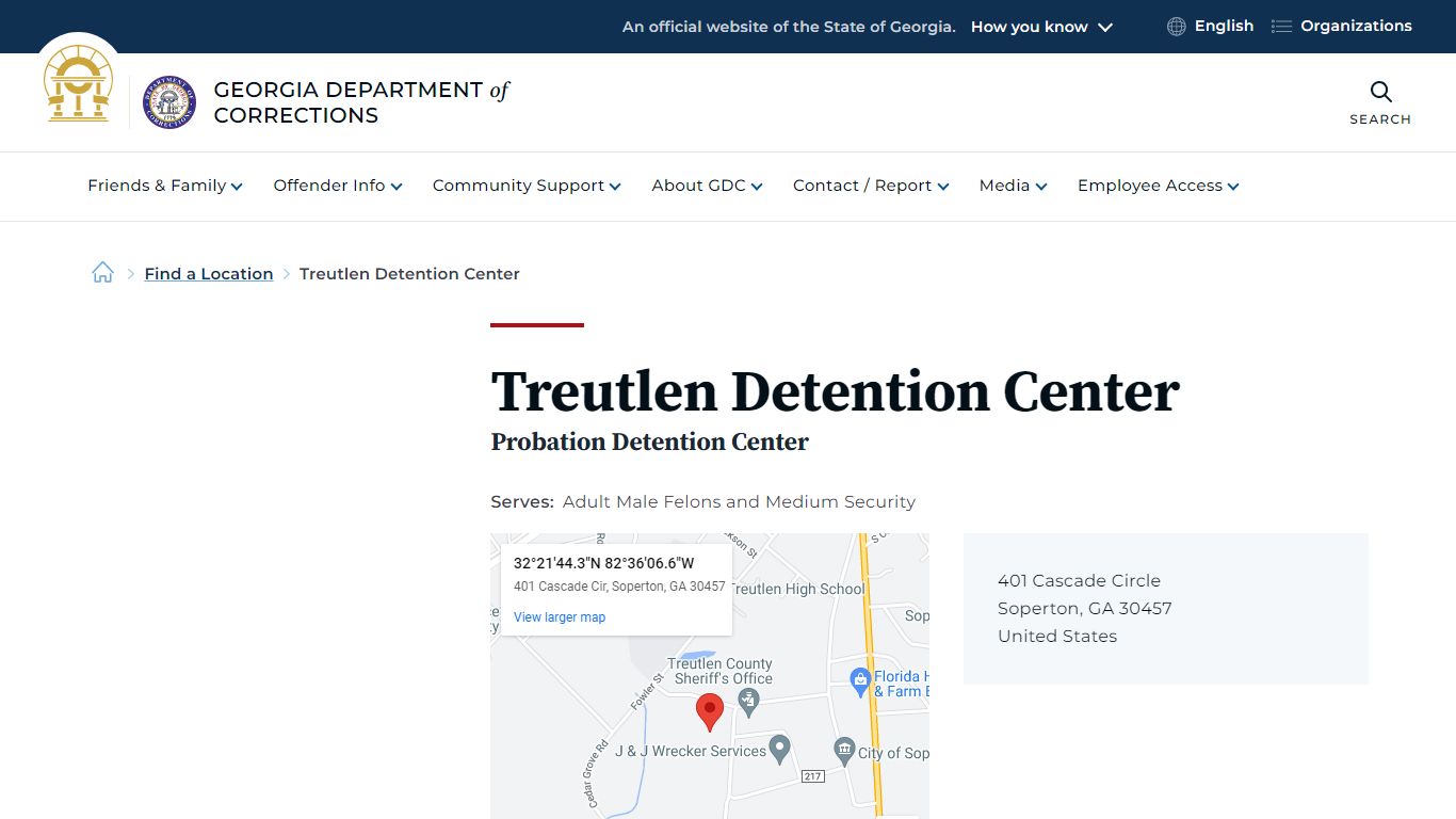 Treutlen Detention Center | Georgia Department of Corrections